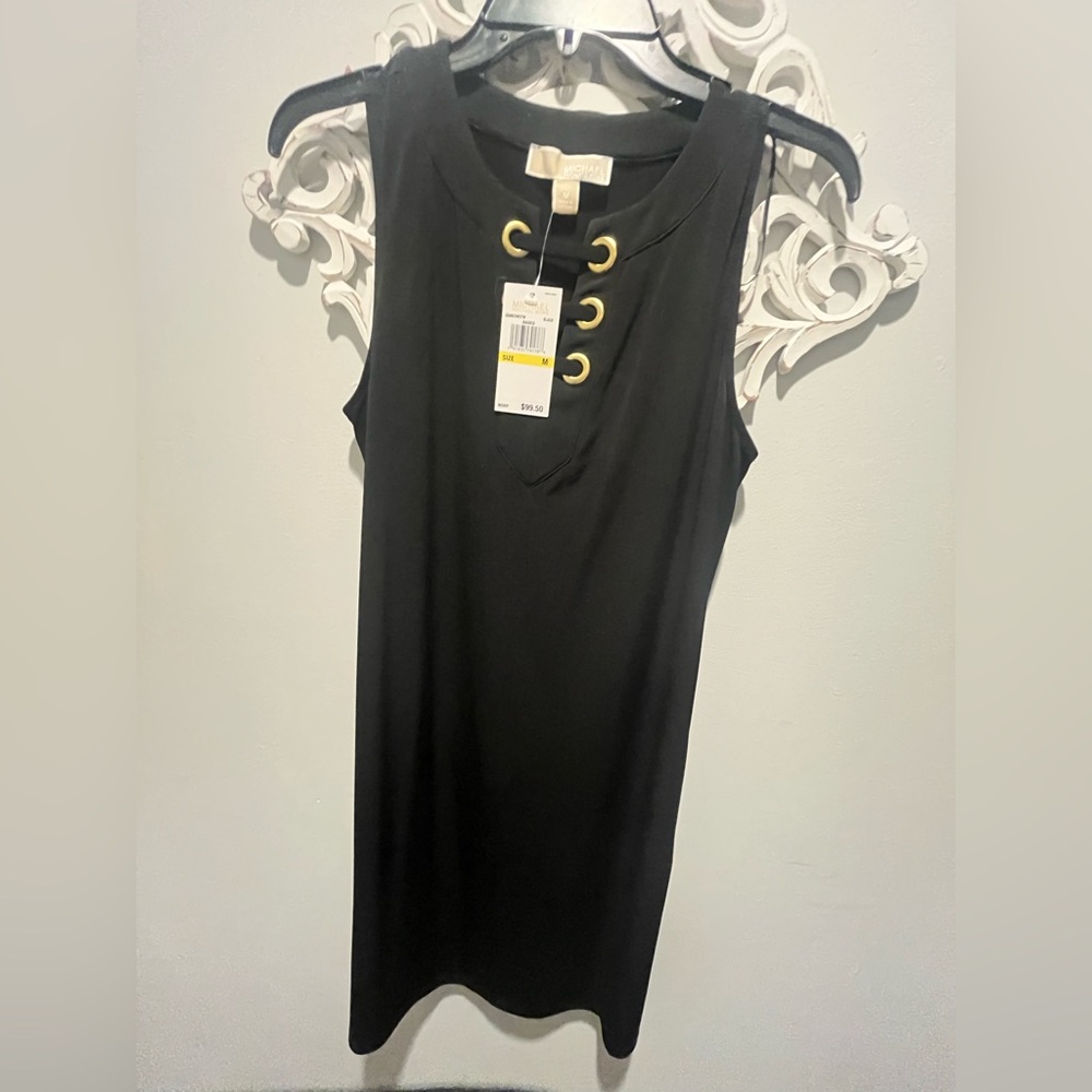 Michael Kors Black Tank Top with Gold Details